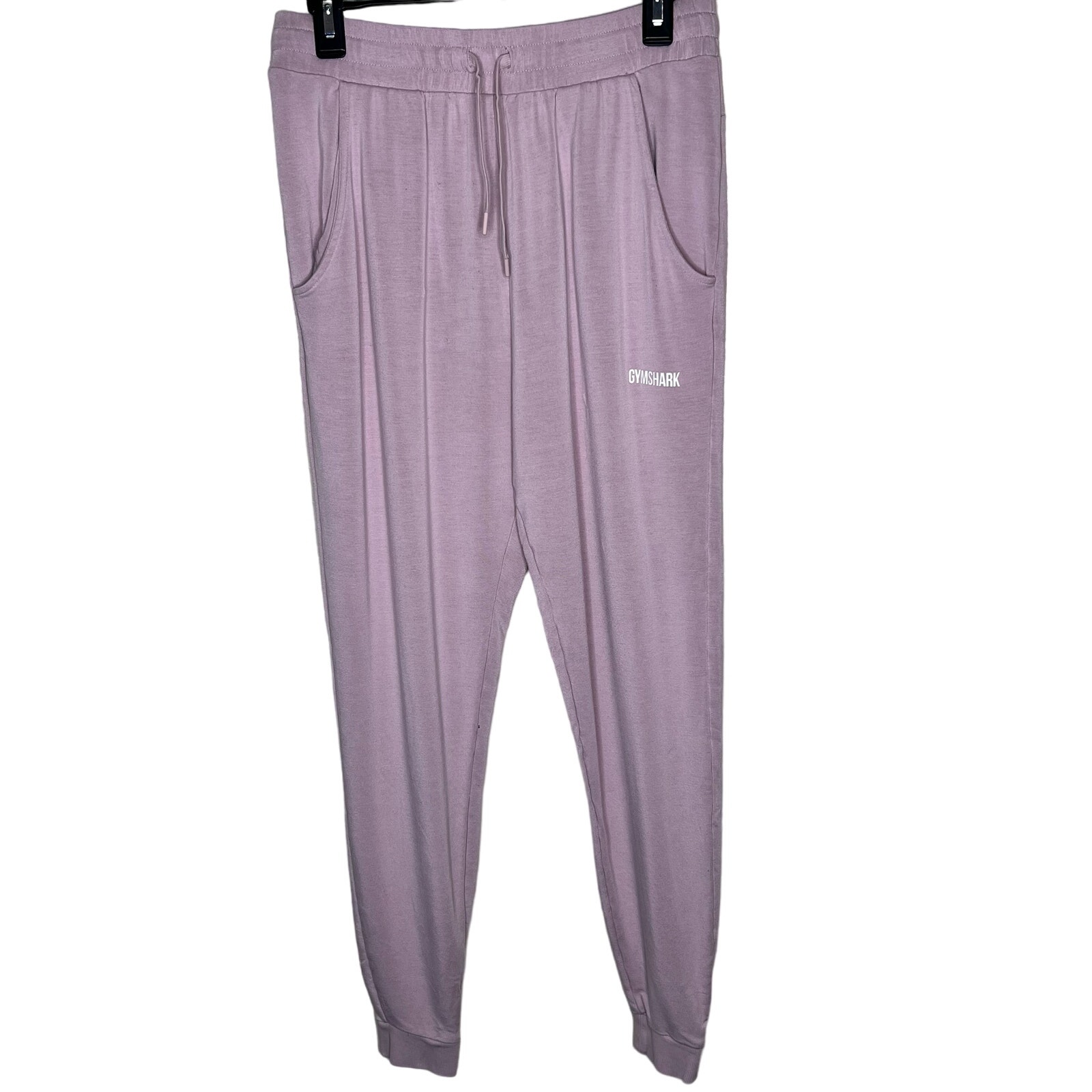 Gymshark Joggers Large Womens Pink Pull On Jersey Logo High Rise Athleisure Gym